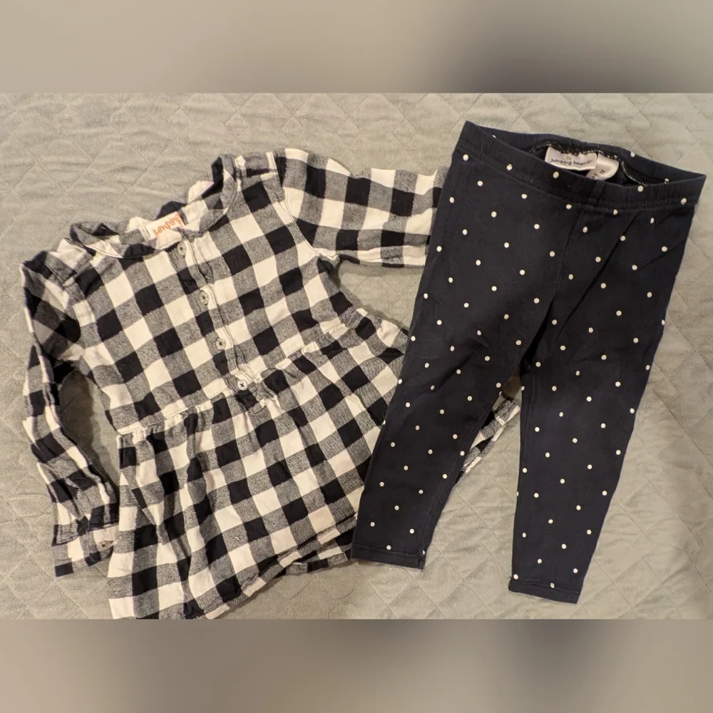 2T Checkered Tunic and Polka Dot Leggings Set